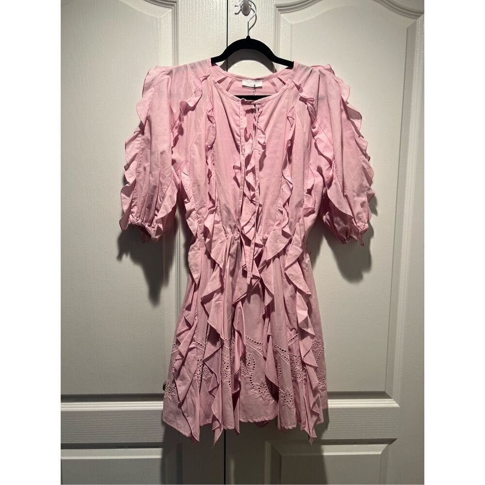 LACE the Label Pink GAIA FRILLS Mini Dress Vacation  Size S NWT$490 - Picture 3 of 8